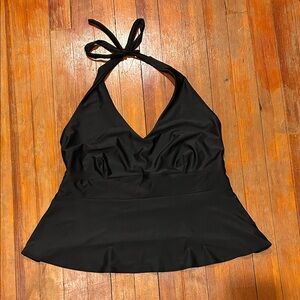 Old Navy Black Tankini Top Women’s Swimwear Halter V-Neck Peplum Size XXL